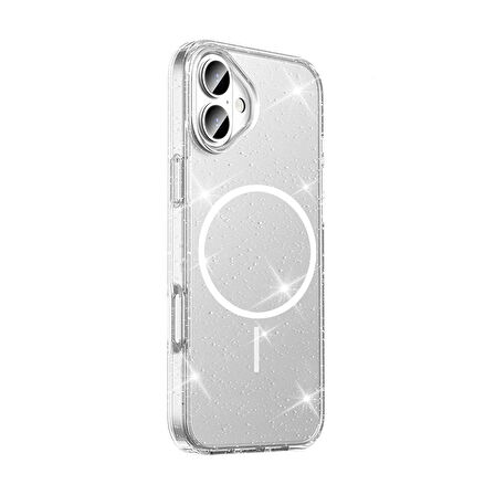 ​Apple iPhone 16 Plus Kılıf M-safe Şarj Özellikli Parlayan Simli Saydam Renkli ZYL Maris Kapak - Şe