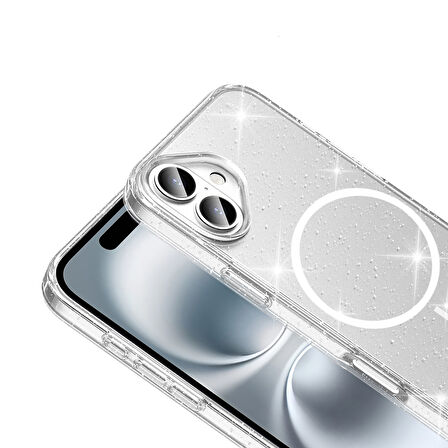 ​Apple iPhone 16 Plus Kılıf M-safe Şarj Özellikli Parlayan Simli Saydam Renkli ZYL Maris Kapak - Şe