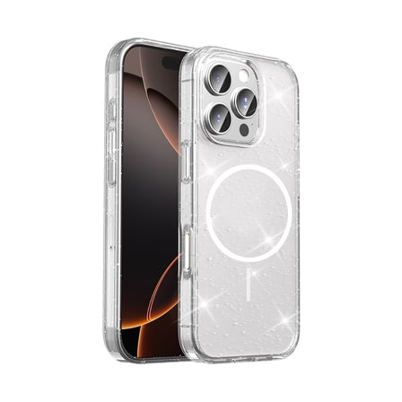 ​iPhone 16 Pro Max Kılıf M-safe Şarj Özellikli Parlayan Simli Saydam Renkli MKST Maris Kapak -