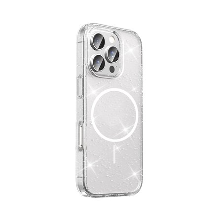​iPhone 16 Pro Max Kılıf M-safe Şarj Özellikli Parlayan Simli Saydam Renkli MKST Maris Kapak -