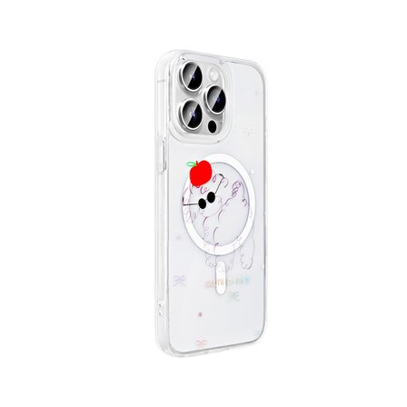 iPhone 14 Pro Kılıf M-Safe Şarj Özellikli Şeffaf NRTK Folk Sert Kapak - Sevimli Köpek