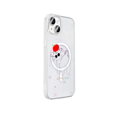 iPhone 15 Kılıf M-Safe Şarj Özellikli Şeffaf NRTK Folk Sert Kapak - Kalp