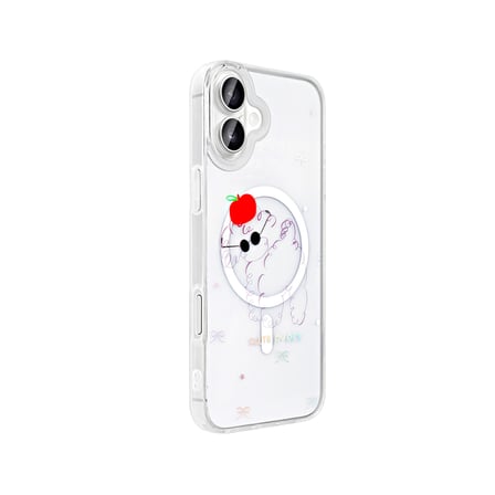 iPhone 16 Kılıf M-Safe Şarj Özellikli Şeffaf NRTK Folk Sert Kapak - Kalp