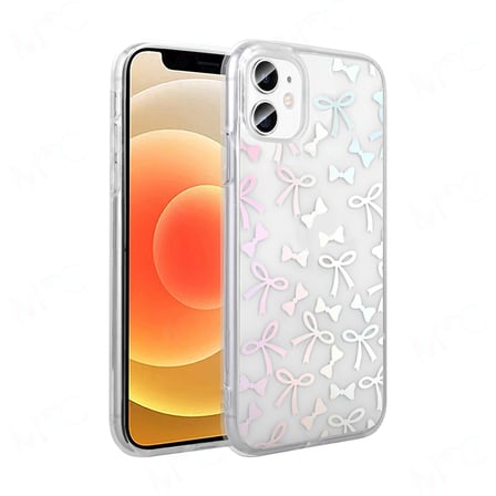iPhone 11 Kılıf Şeffaf Figürlü NRTK Folk Sert Kapak - Çilek