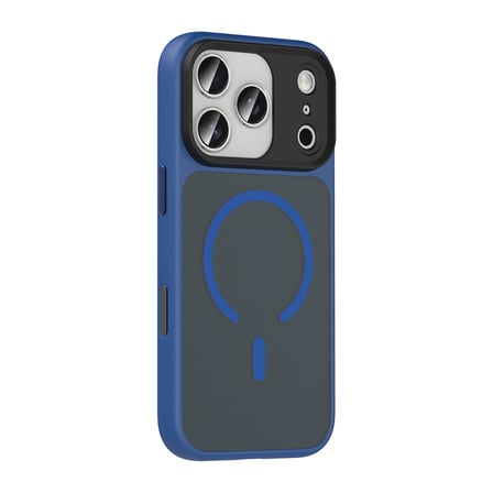 iPhone 17 Pro Max Kılıf Mat Arka Yüzey Wireless Şarj Özellikli MKST Flet M-safe Kapak - Lacivert