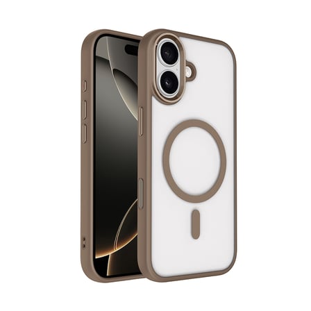 iPhone 17 Kılıf Wireless Şarj Özellikli NRTK Krom M-safe Silikon Kapak - Desert Gold