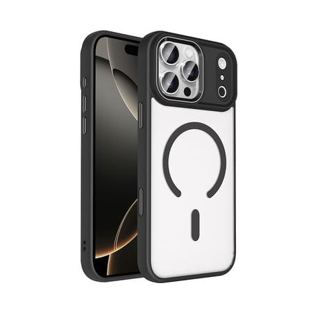 iPhone 17 Pro Kılıf Wireless Şarj Özellikli NRTK Krom M-safe Silikon Kapak - Siyah