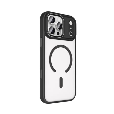 iPhone 17 Pro Kılıf Wireless Şarj Özellikli NRTK Krom M-safe Silikon Kapak - Siyah