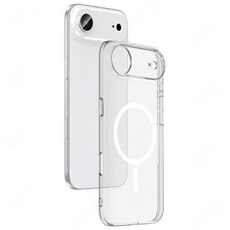 iPhone 17 Air Kılıf M-safe Şarj Özellikli Şeffaf Kamera Çerçeveli Porto Kapak