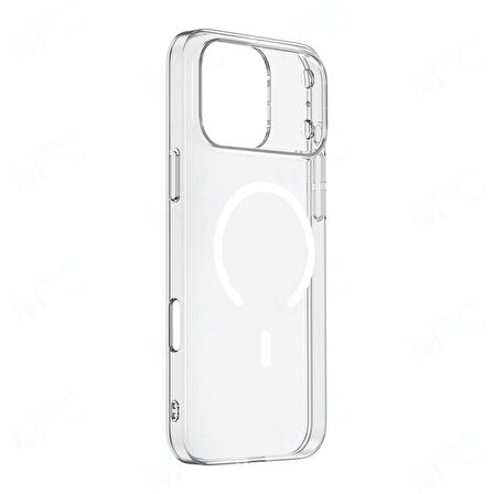 iPhone 17 Pro Kılıf M-safe Şarj Özellikli Şeffaf Kamera Çerçeveli Porto Kapak