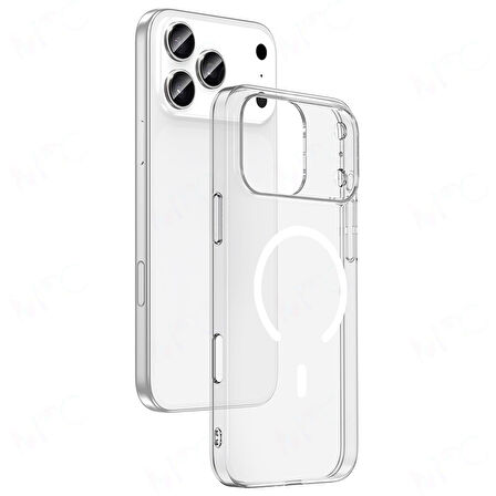 Apple iPhone 17 Pro Max Kılıf Zore M-safe Şarj Özellikli Şeffaf Kamera Çerçeveli Porto Kapak