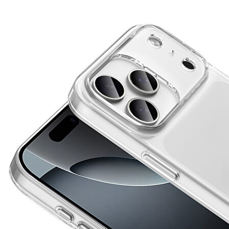 iPhone 17 Pro Max Kılıf Sert Pürüzsüz Şeffaf Droga Kapak