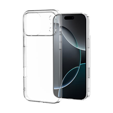 iPhone 17 Pro Max Kılıf Sert Pürüzsüz Şeffaf Droga Kapak
