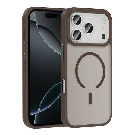 iPhone 17 Pro Max Kılıf M-safe Şarj Özellikli Mat Arka Yüzey NRTK Sio Kapak - Desert Titanyum