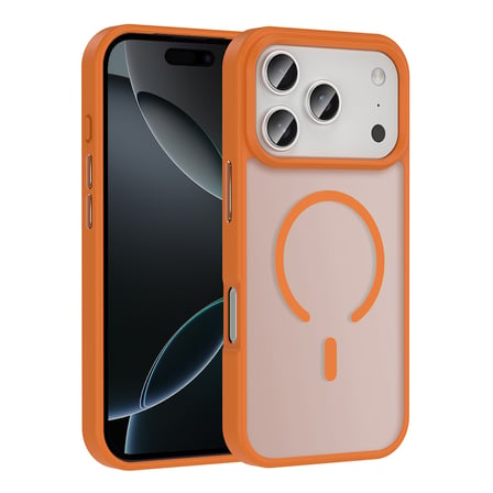 iPhone 17 Pro Max Kılıf M-safe Şarj Özellikli Mat Arka Yüzey NRTK Sio Kapak - Turuncu