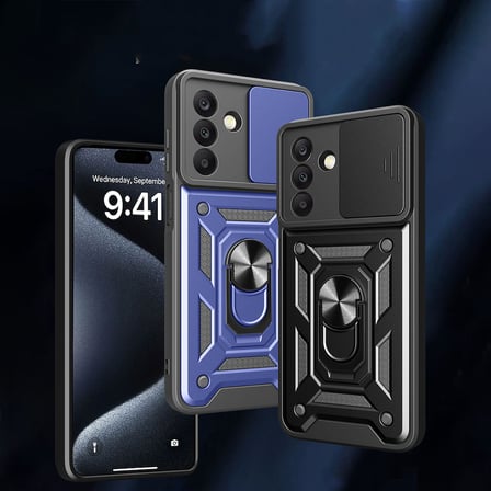 Galaxy A17 Kılıf Magnetik Standlı Kamera Korumalı NRTK Sürgülü Vega Kapak - Siyah