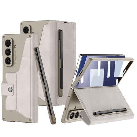 Galaxy Z Fold 7 Kılıf Kamera Korumalı Kadife Tasarımlı OMSY Kıpta Kalem Bölmeli Fest Kılıf