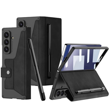 Galaxy Z Fold 7 Kılıf Kamera Korumalı Kadife Tasarımlı OMSY Kıpta Kalem Bölmeli Fest Kılıf