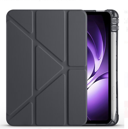 Fuchsia Xiaomi Pad Mini 8.8 inç ile Uyumlu Kalem Bölmeli Uyku Modlu Katlanabilir Trifolding Tablet Kılıfı