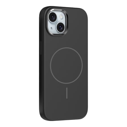 iPhone 14 Kılıf M-Safe Şarj Özellikli Metal Kamera Çerçeveli OMSY Edi Silikon Kapak - Siyah