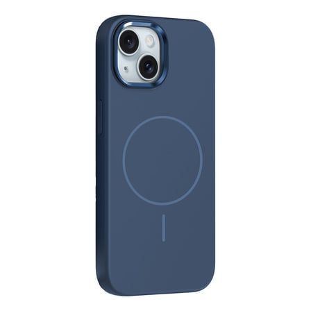 iPhone 14 Kılıf M-Safe Şarj Özellikli Metal Kamera Çerçeveli NRTK Edi Silikon Kapak - Lacivert
