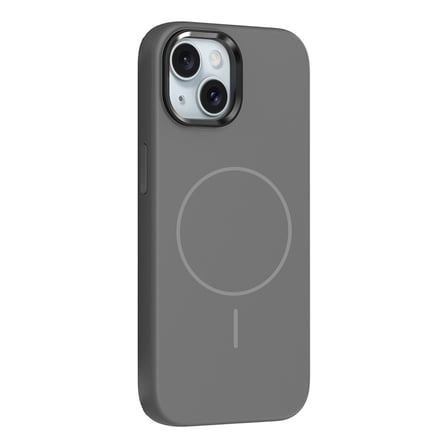 iPhone 14 Kılıf M-Safe Şarj Özellikli Metal Kamera Çerçeveli NRTK Edi Silikon Kapak - Koyu Gri