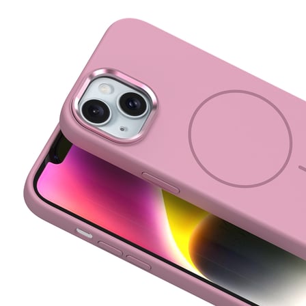 iPhone 13 Kılıf M-Safe Şarj Özellikli Metal Kamera Çerçeveli NRTK Edi Silikon Kapak - Lila