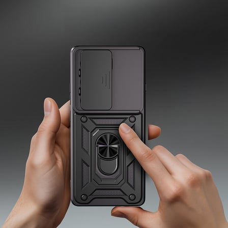 Tecno Camon 40 4G Kılıf Magnetik Standlı Kamera Korumalı MKST Sürgülü Vega Kapak - Mavi