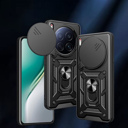 Tecno Camon 40 Premier 5G Kılıf Magnetik Standlı Kamera Korumalı MKST Sürgülü Vega Kapak - Mavi