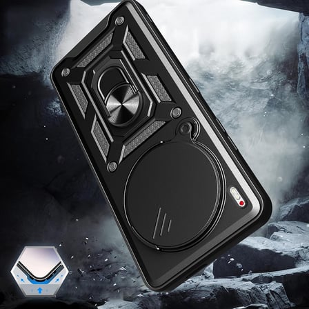 Tecno Camon 40 Premier 5G Kılıf Magnetik Standlı Kamera Korumalı MKST Sürgülü Vega Kapak - Mavi