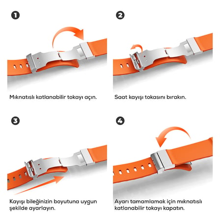 Watch 7 45mm MKST KRD-145 Premium Metal Tokalı Silikon Kordon - Siyah