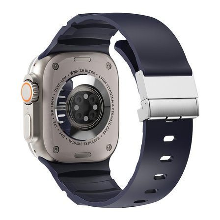 Watch Ultra 49mm MKST KRD-145 Premium Metal Tokalı Silikon Kordon - Midnight Blue