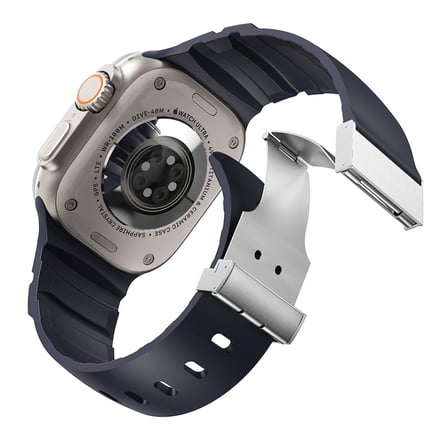 Watch Ultra 49mm MKST KRD-145 Premium Metal Tokalı Silikon Kordon - Midnight Blue
