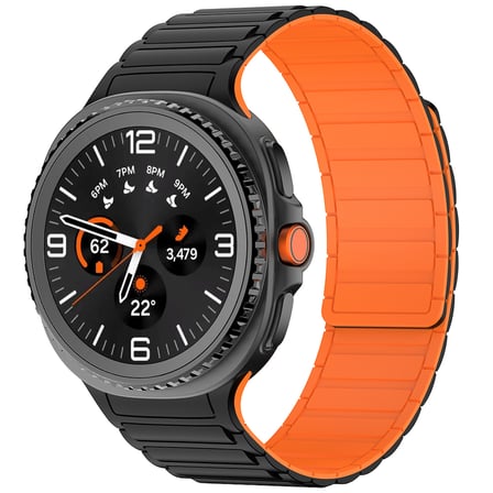 Galaxy Watch 8 MKST KRD-146 Hafif ve Esnek Premium Silikon Kordon Strap Kayış - Siyah-Turuncu