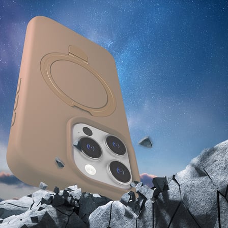 iPhone 14 Pro Kılıf M-safe Şarj Özellikli Standlı MKST Samara Kapak - Lacivert