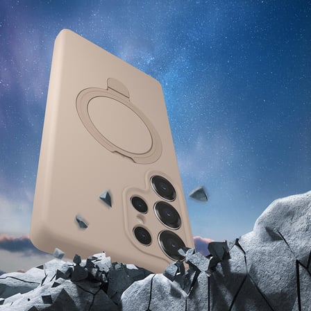 Galaxy S25 Ultra Kılıf M-safe Şarj Özellikli Standlı MKST Samara Kapak - Desert Gold