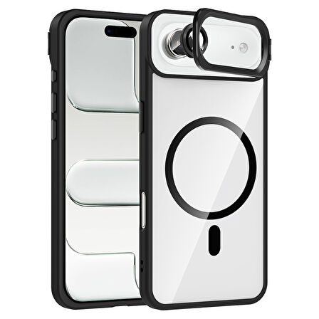 iPhone 17 Air Kılıf Standlı ve Kamera Lens Hediyeli Kablosuz Şarj Özellikli Etro Kapak