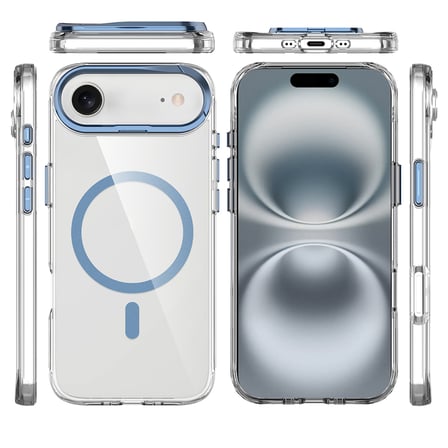 iPhone 17 Air Kılıf M-safe Şarj Özellikli Airbagli Kamera Standlı NRTK Azor Kapak - Lacivert