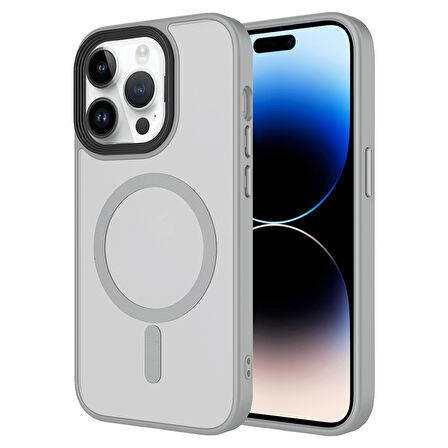 iPhone 14 Pro Kılıf Mat Arka Yüzey Wireless Şarj Özellikli Flet Magsafe Kapak