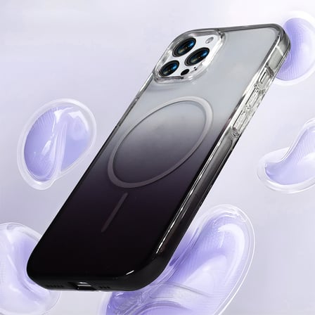 iPhone 15 Pro Max Kılıf Renk Geçişli MagSafe Şeffaf Kamera Yükseltili Silikon Novatech