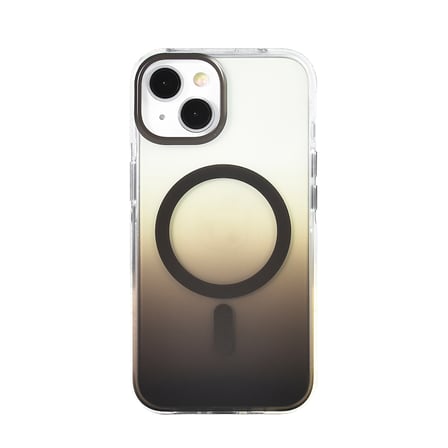 iPhone 14 Kılıf M-safe Şarj Özellikli Transparan Renk Geçişli NRTK Toros Kapak - Gold