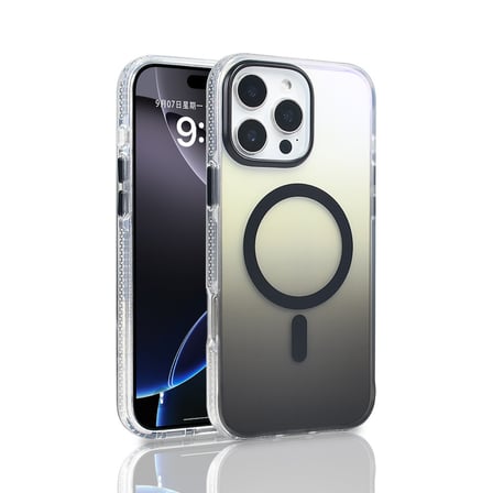 iPhone 16 Pro Max Kılıf M-safe Şarj Özellikli Transparan Renk Geçişli NRTK Toros Kapak - Siyah