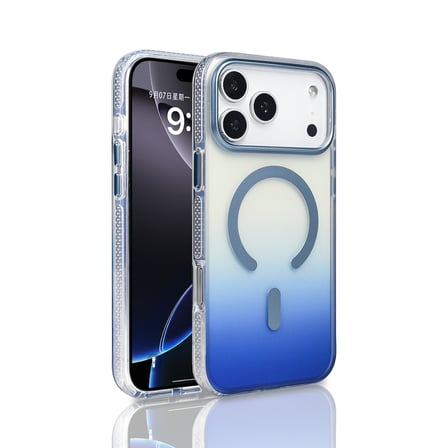 iPhone 17 Pro Max Kılıf M-safe Şarj Özellikli Transparan Renk Geçişli NRTK Toros Kapak - Mavi