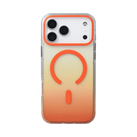 iPhone 17 Pro Max Kılıf M-safe Şarj Özellikli Transparan Renk Geçişli NRTK Toros Kapak - Turuncu