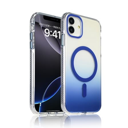iPhone 11 Kılıf M-safe Şarj Özellikli Transparan Renk Geçişli NVTH Toros Kapak - Mavi