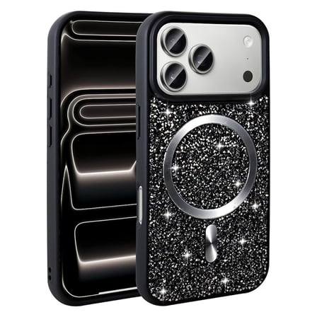 iPhone 17 Pro Max Kılıf Pırlanta Tasarımlı M-safe Şarj Özellikli NRTK Mozaik Silikon Kapak - Desert