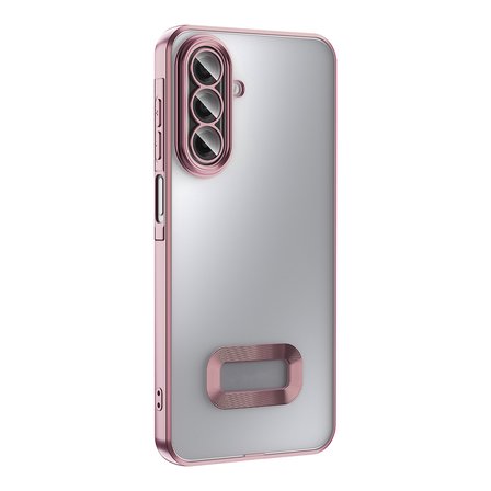 Samsung Galaxy A17 Kılıf Logo Gösteren Parlak Kenarlı Kamera Lens Korumalı Şeffaf Omega Silikon Kapak