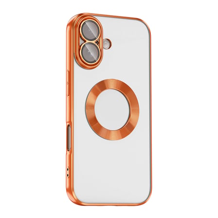 iPhone 17 Kılıf Kamera Korumalı Logo Gösteren NRTK Omega Kapak - Gold