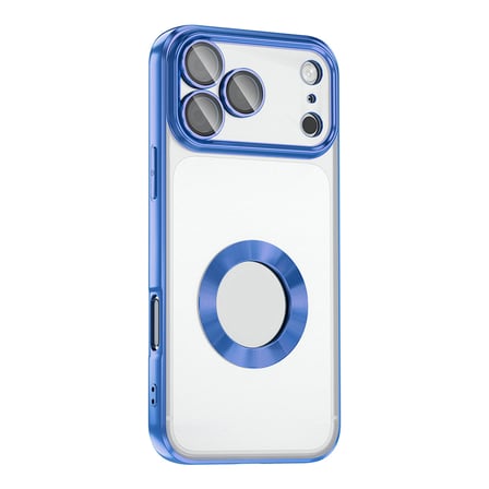 iPhone 17 Pro Kılıf Logo Gösteren Parlak Kenarlı Kamera Lens Korumalı Şeffaf Omega Silikon Kapak