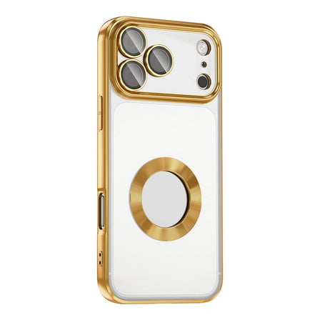 iPhone 17 Pro Max Kılıf Logo Gösteren Parlak Kenarlı Kamera Lens Korumalı Şeffaf Omega Silikon Kapak